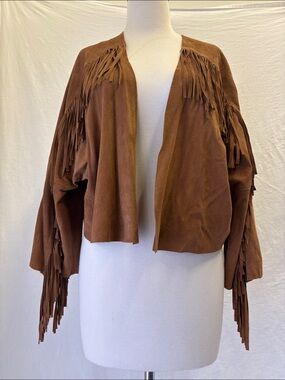 NWOT American Eagle Outfitters Goat Suede Leather Fringed Jacket